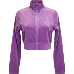 Juicy Couture Velour Cropped Track Jacket Lollipop Purple Logo Medium NWT